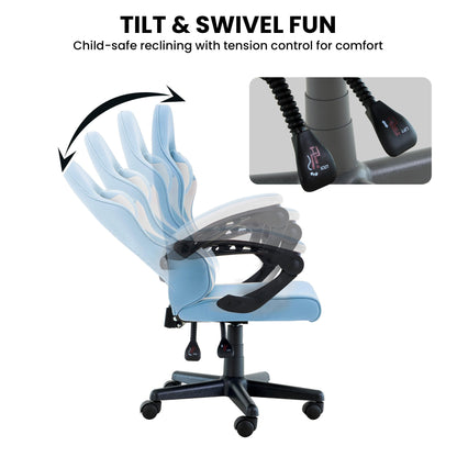 Sarantino Antre Kids Study Gaming Chair in Black and White Office Adjustable Height Chair - Image 7