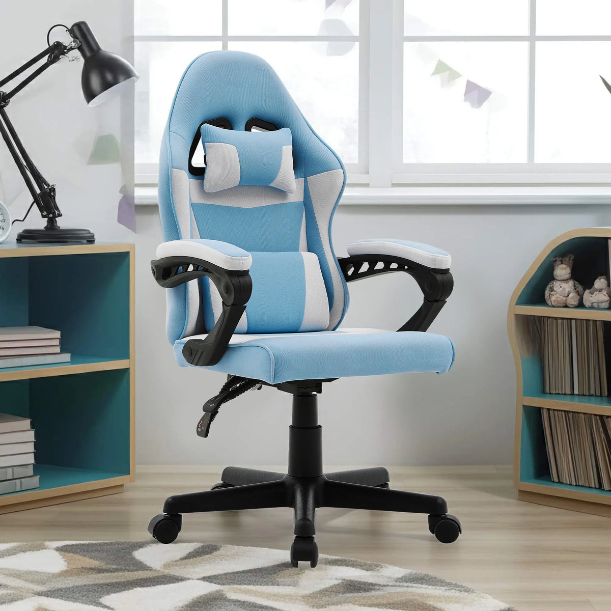 Sarantino Antre Kids Study Gaming Chair in Black and White Office Adjustable Height Chair - Image 9