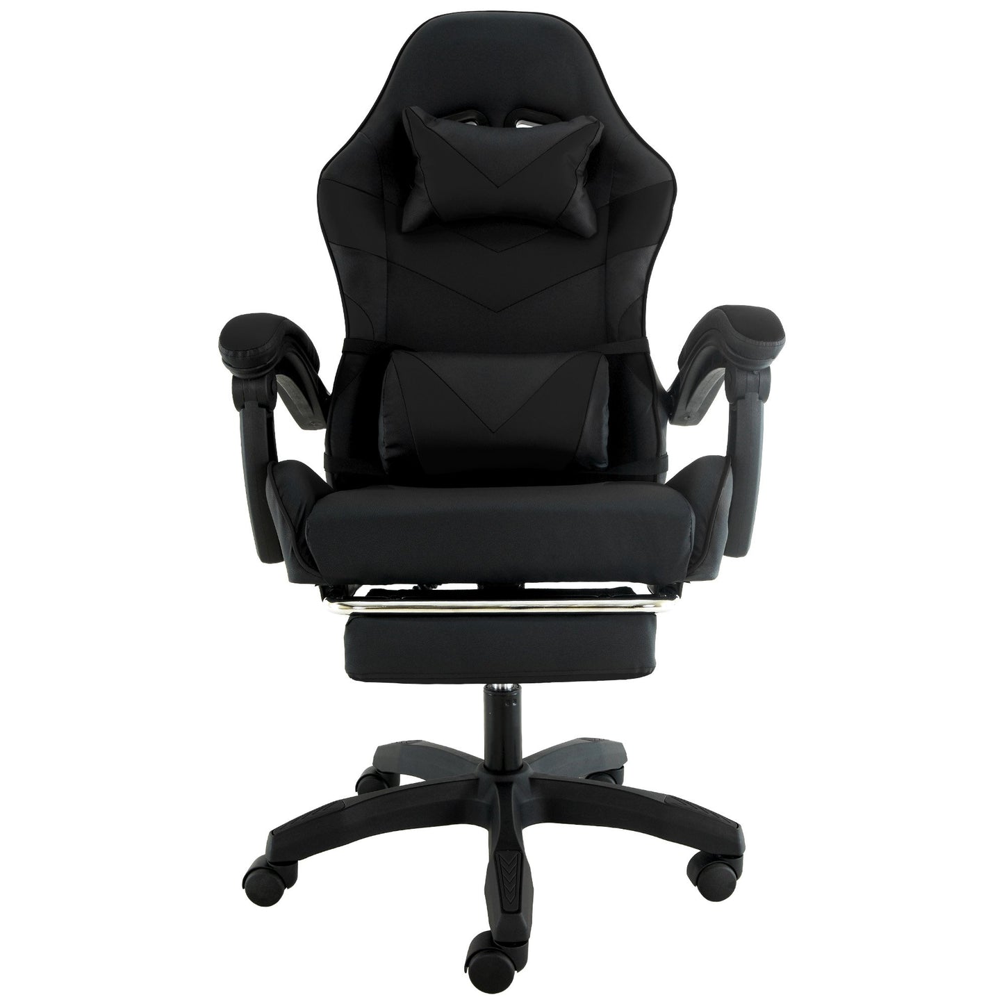 Sarantino Cueva Reclining High Back Office Gaming Chair Black Retractable Footrest Computer Seat - Image 2