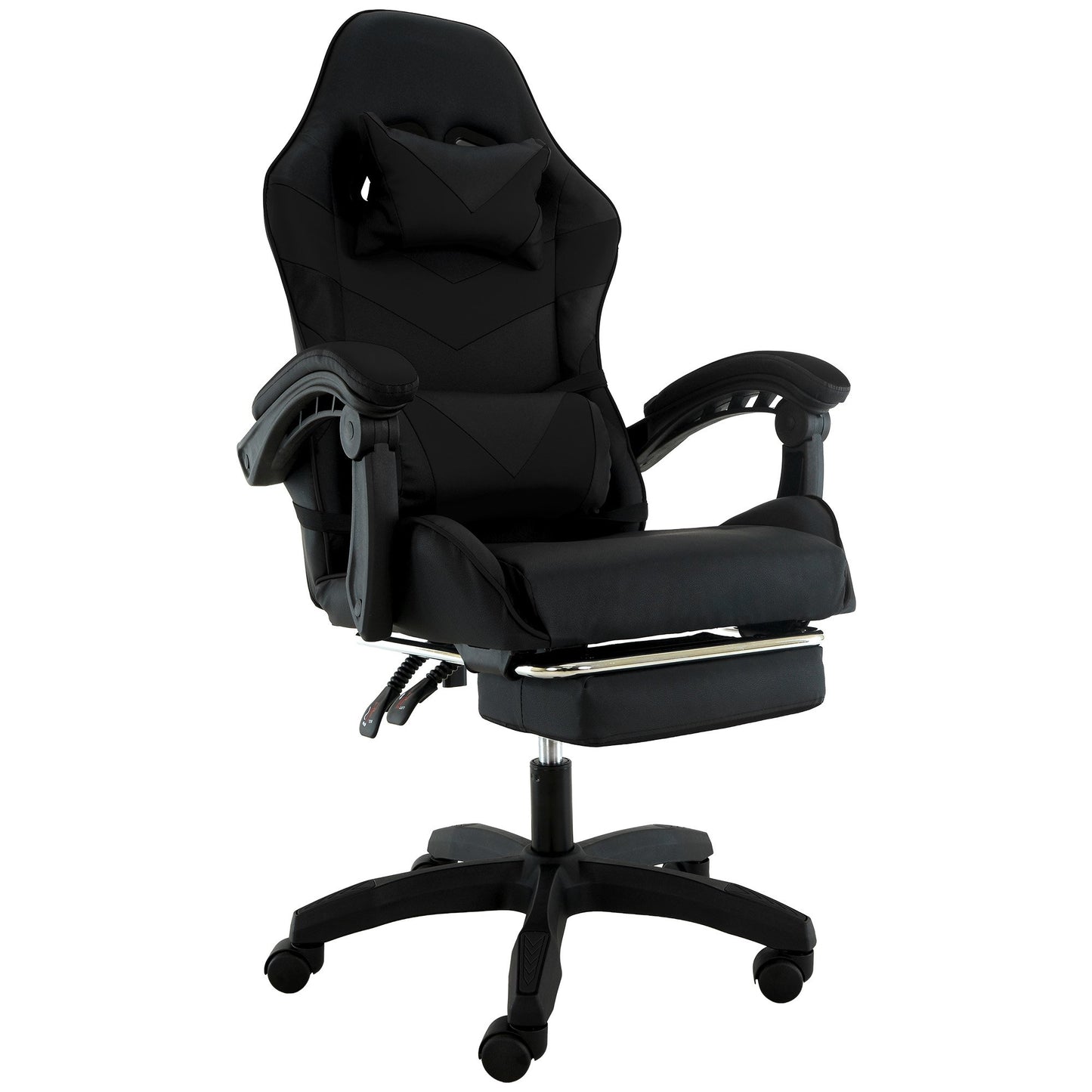 Sarantino Cueva Reclining High Back Office Gaming Chair Black Retractable Footrest Computer Seat - Image 3