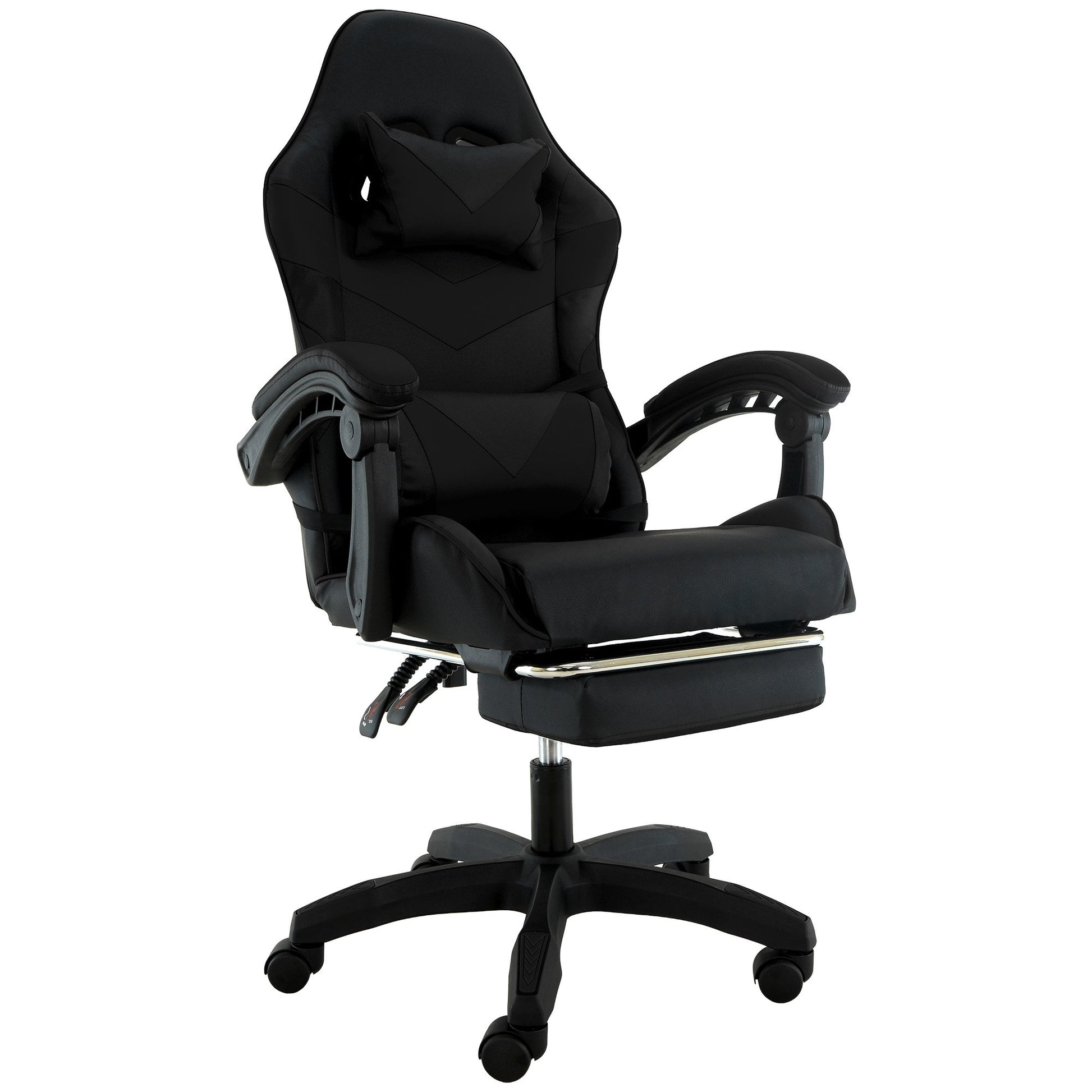 Sarantino Cueva Reclining High Back Office Gaming Chair Black Retractable Footrest Computer Seat - Image 3