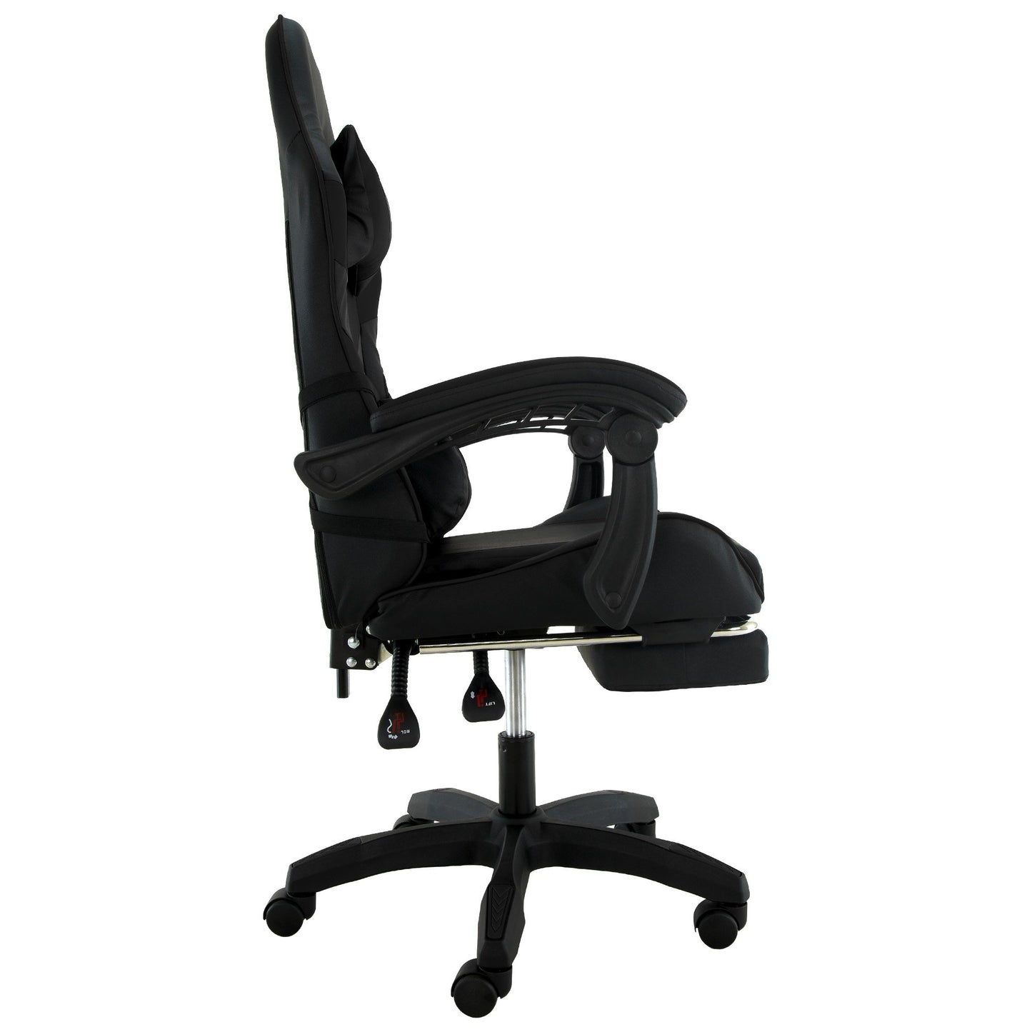 Sarantino Cueva Reclining High Back Office Gaming Chair Black Retractable Footrest Computer Seat - Image 5