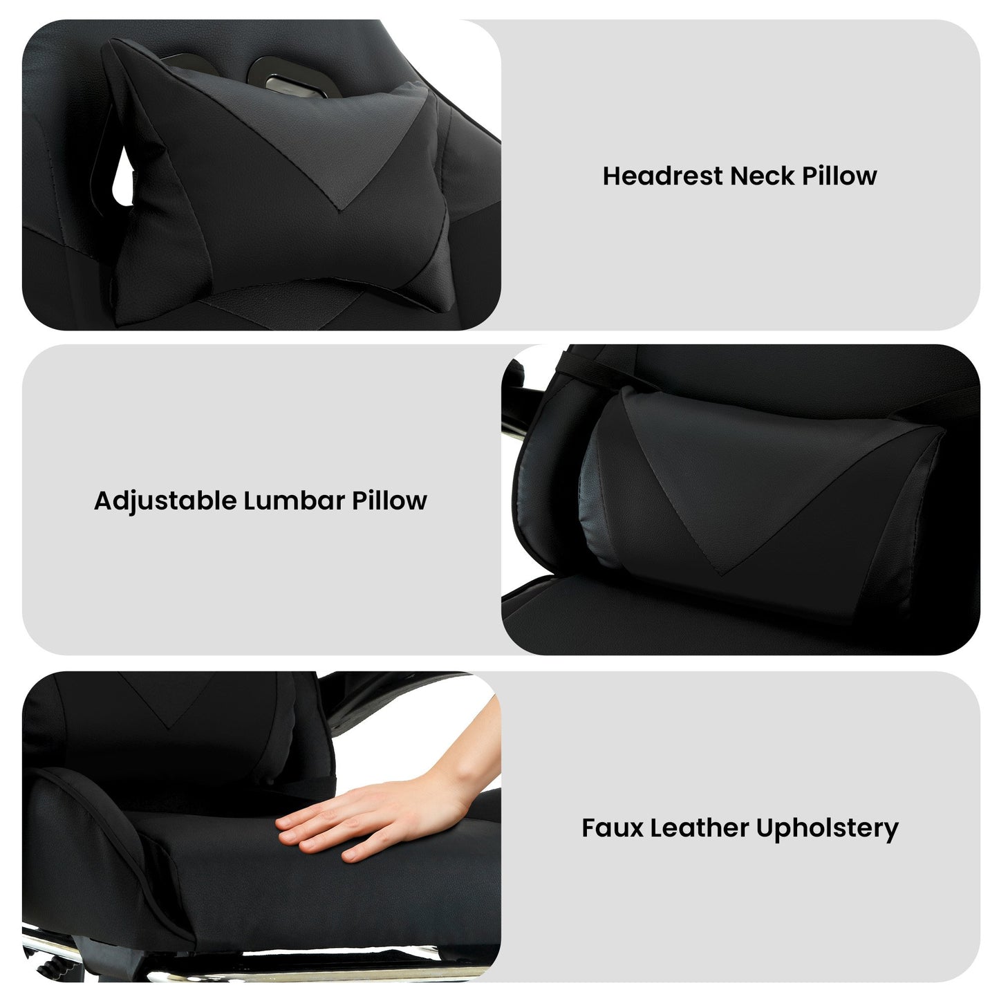 Sarantino Cueva Reclining High Back Office Gaming Chair Black Retractable Footrest Computer Seat - Image 8