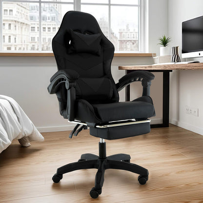 Sarantino Cueva Reclining High Back Office Gaming Chair Black Retractable Footrest Computer Seat - Image 9