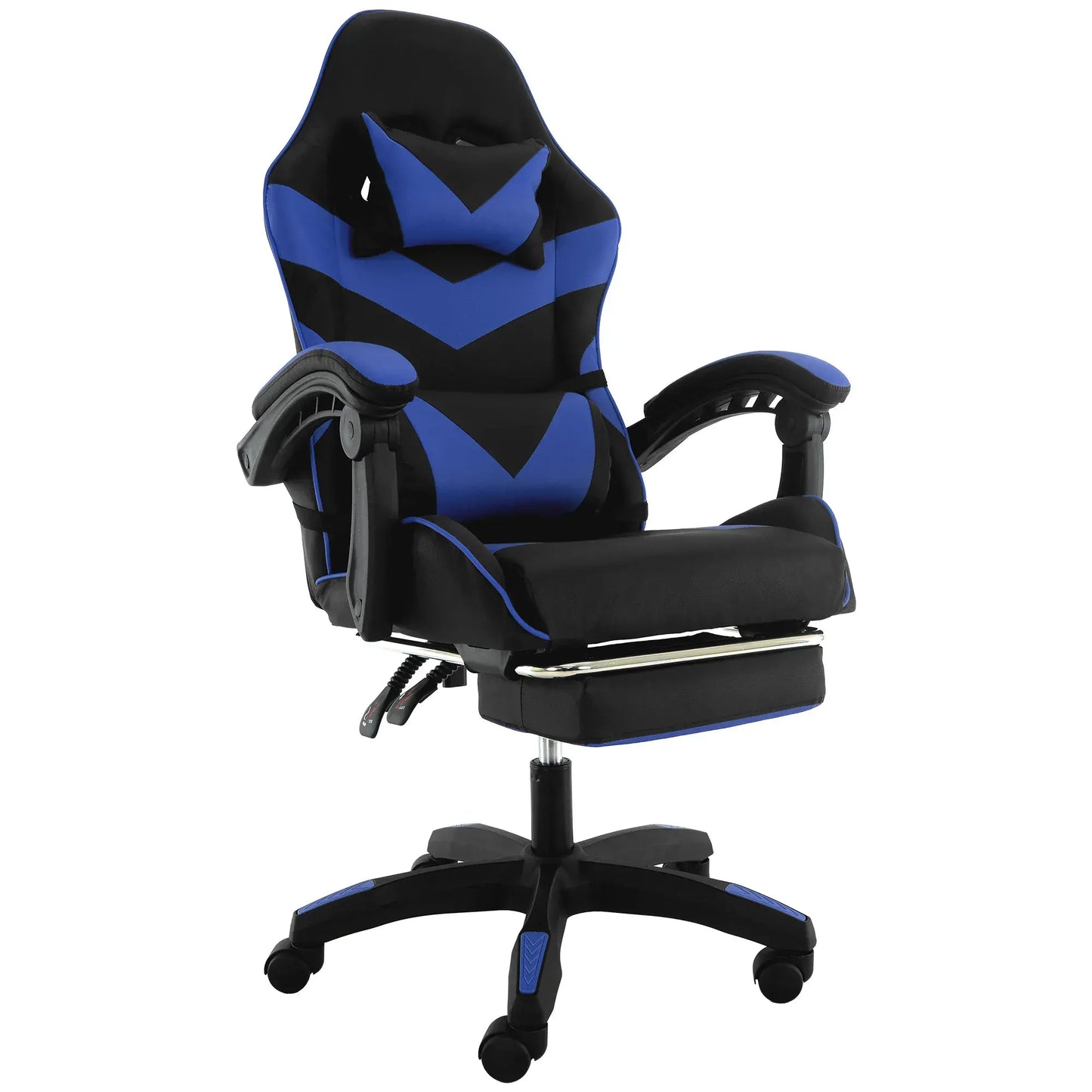 Sarantino Cueva Reclining High Back Office Gaming Chair Seat Retractable Footrest Office Computer Black & Blue - Image 3