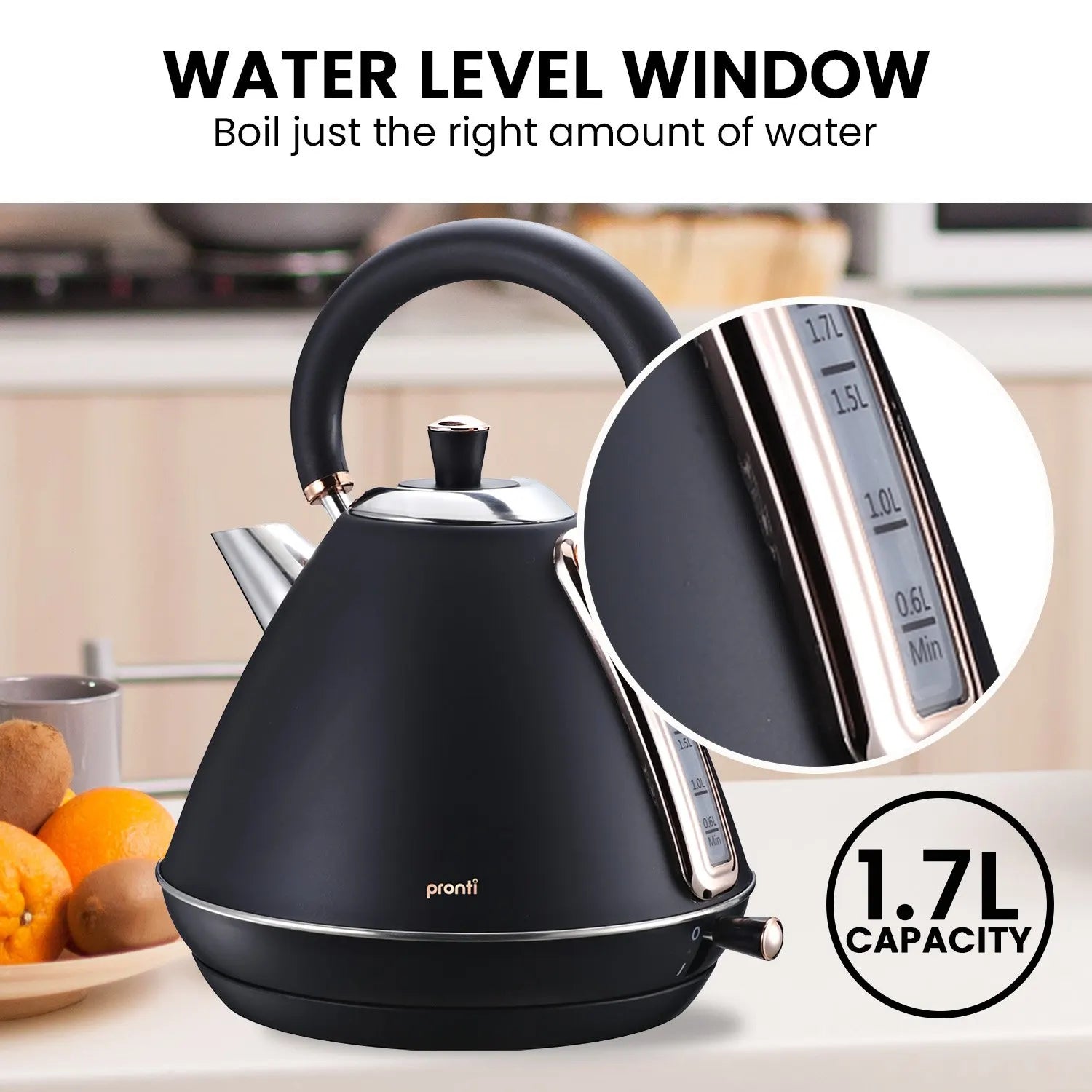 Pronti Toaster, Kettle & Coffee Machine Breakfast Set - Black - Image 7