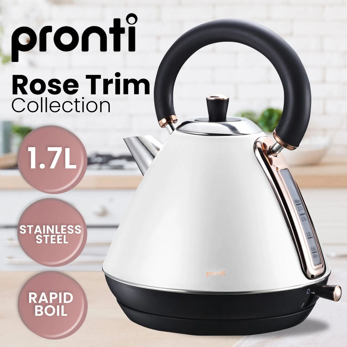 Pronti Toaster, Kettle & Coffee Machine Breakfast Set - White - Image 4