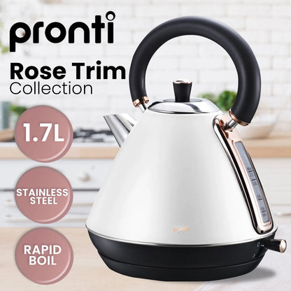 Pronti Toaster, Kettle & Coffee Machine Breakfast Set - White - Image 4