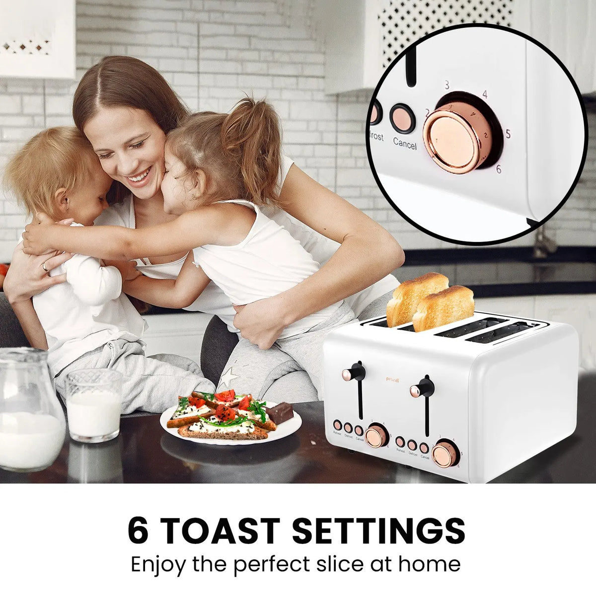 Pronti Toaster, Kettle & Coffee Machine Breakfast Set - White - Image 8