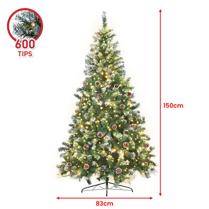 Christabelle 1.5m Pre Lit LED Christmas Tree Decor with Pine Cones Xmas Decorations - Image 4