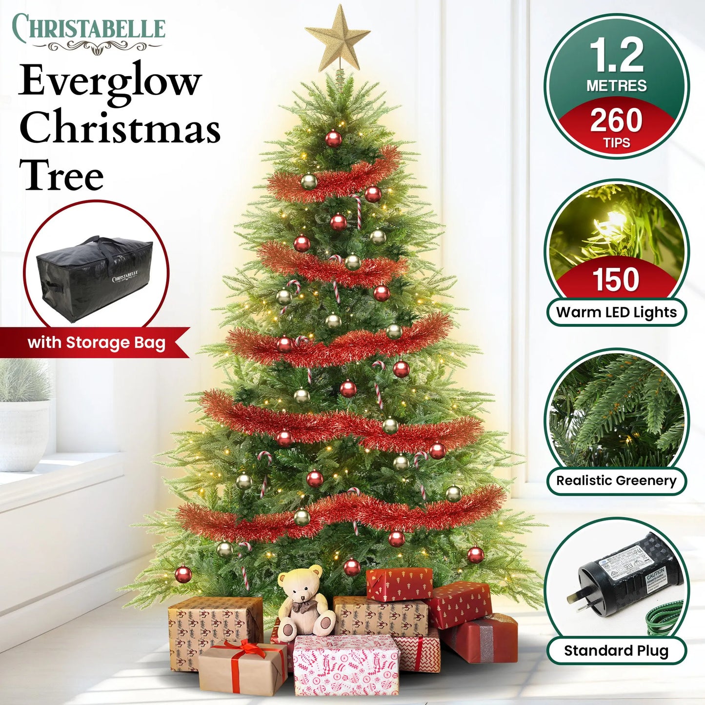 Christabelle 1.2m Prelit Everglow Fir Christmas Tree with 150 LED Lights - Image 4