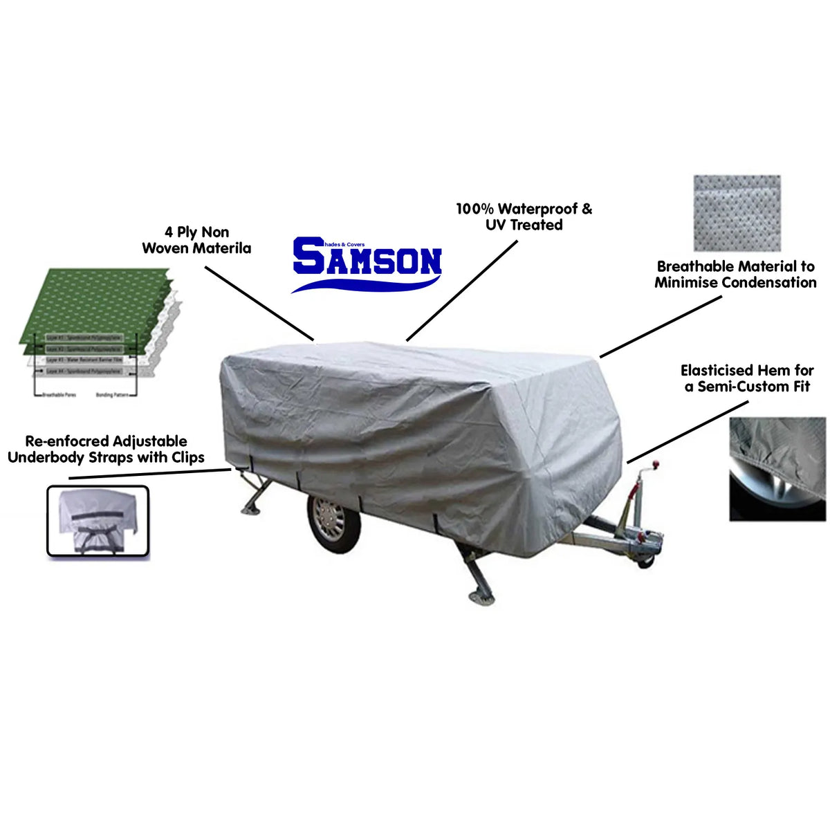 Samson Heavy Duty Trailer Camper Cover 12-14ft - Image 3