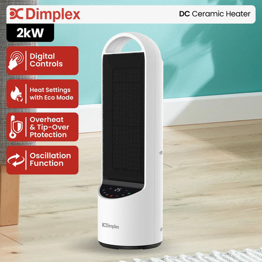 Dimplex 2kW Digital Ceramic Portable Space Heater, Quiet Oscillating Personal Electric Heater with Eco Mode - Image 2