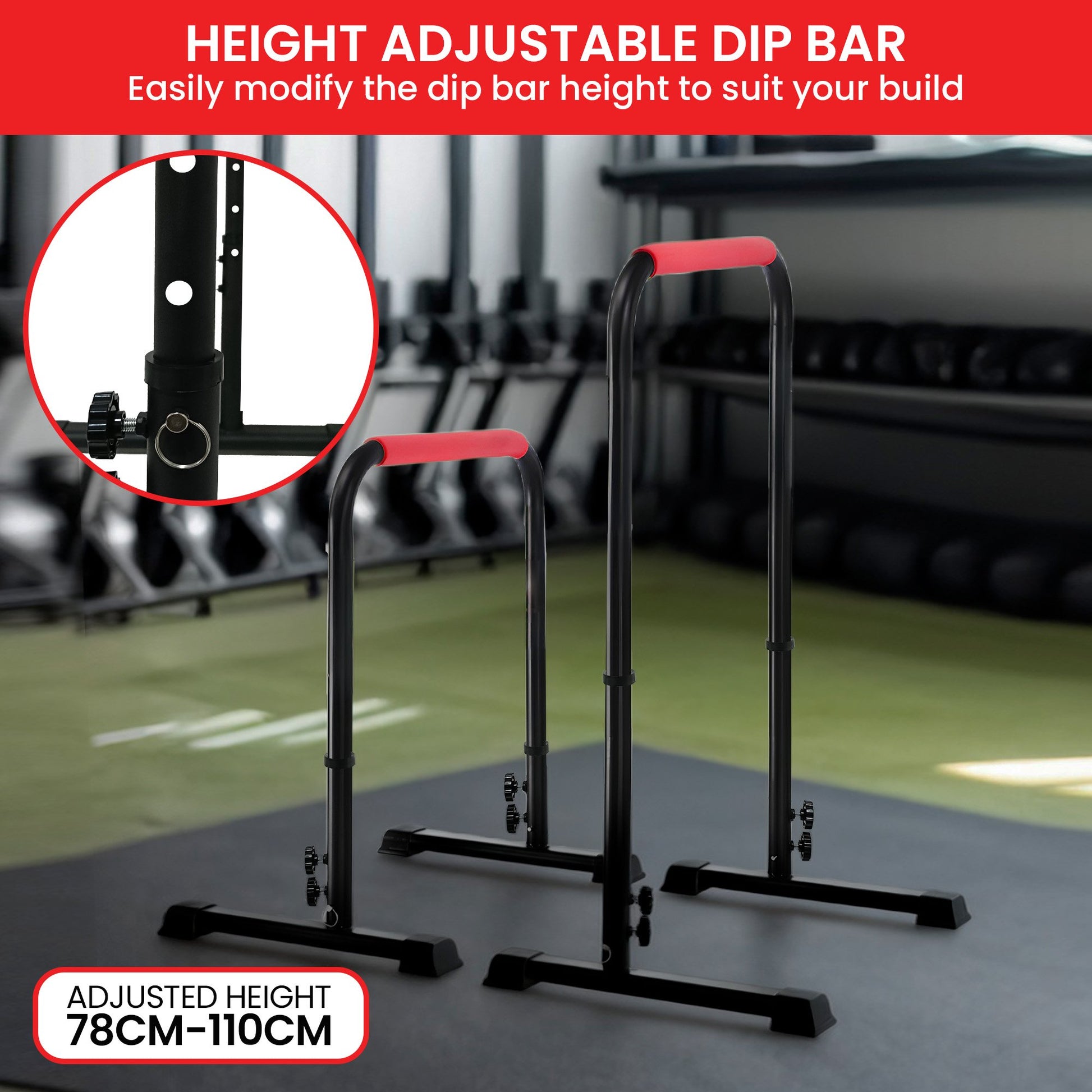 Powertrain Height-Adjustable Dip Bars Pair Load Capacity 200kg Separated Type - Image 4