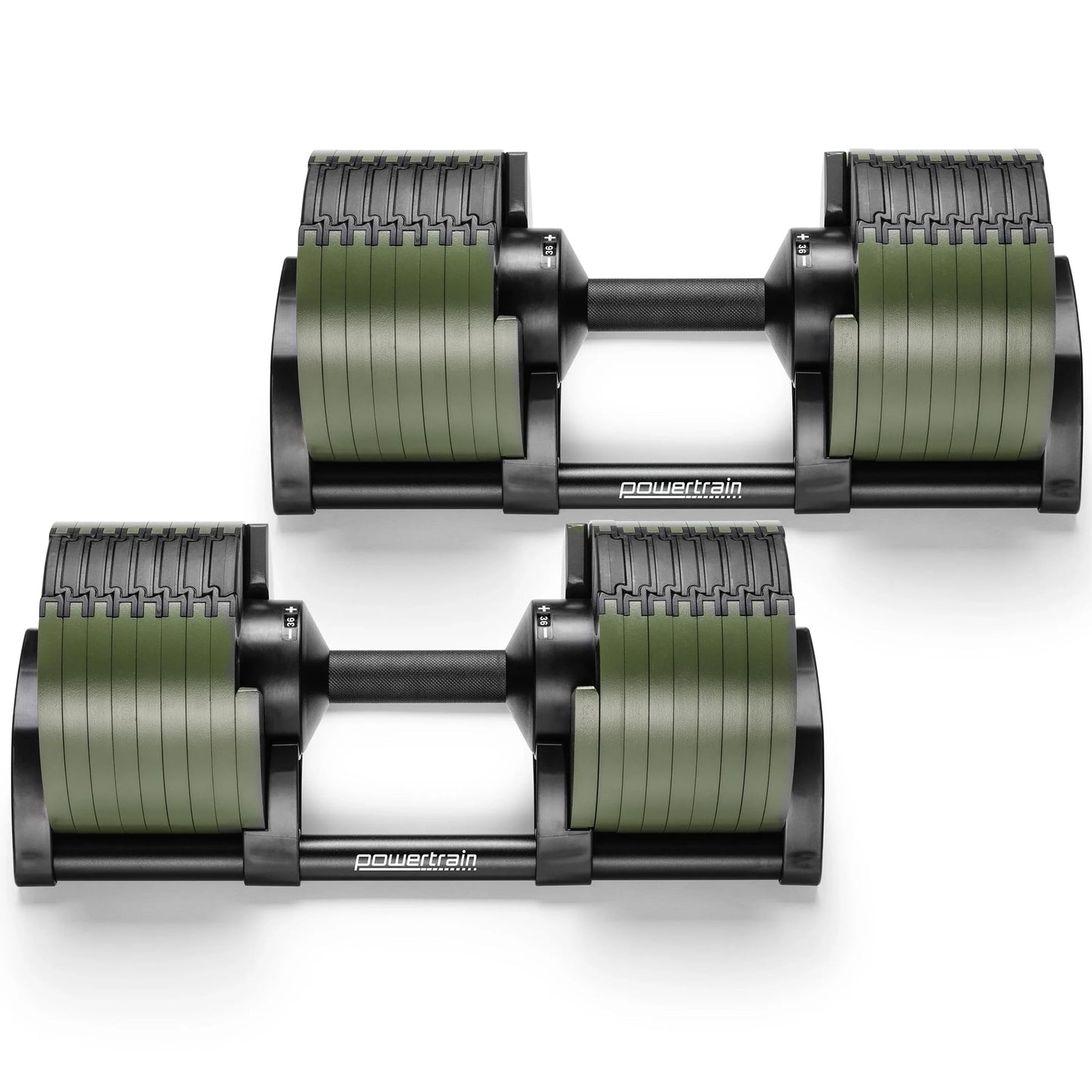 Powertrain Eon Dial-Up 72KG Adjustable Dumbbells Pair - Green - Image 5