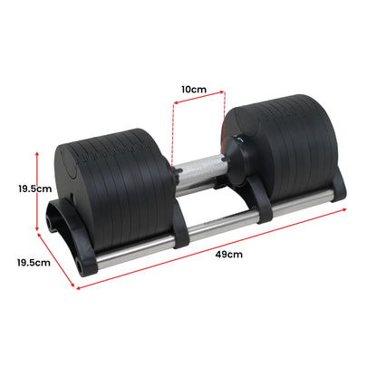 Powertrain Eon 90kg Adjustable Dumbbells Home Gym 9 Strength Training Safety Lock System Building & Fitness Workouts - Image 4