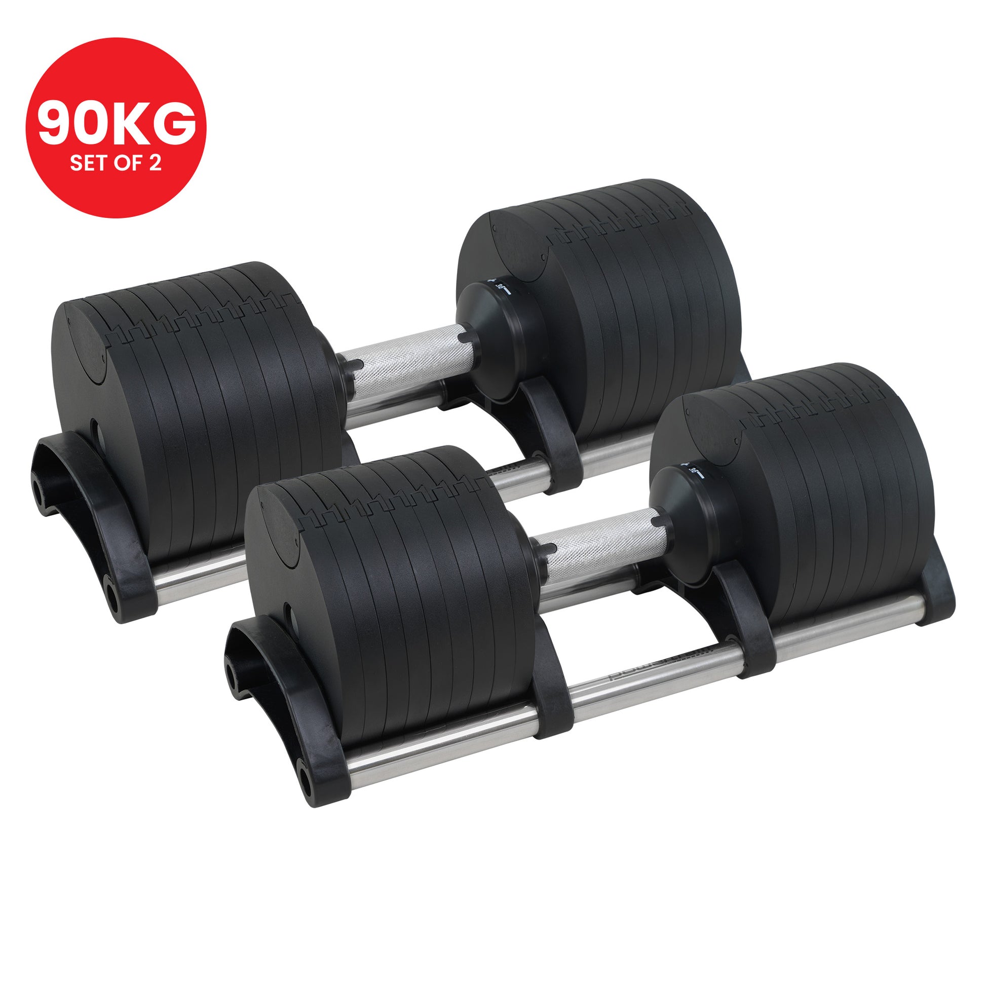 Powertrain Eon 90kg Adjustable Dumbbells Home Gym 9 Strength Training Safety Lock System Building & Fitness Workouts - Image 6