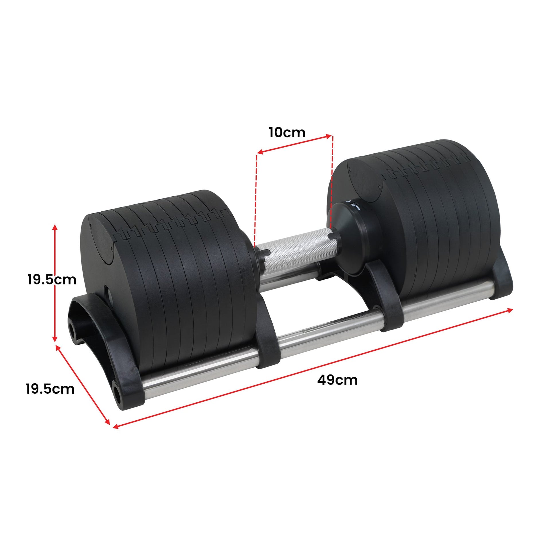 Powertrain Eon 2 X 45kg Adjustable Dumbbells W/ Stand Heavy-duty Storage Rack Home Gym 9 Strength Training Equipment - Image 5