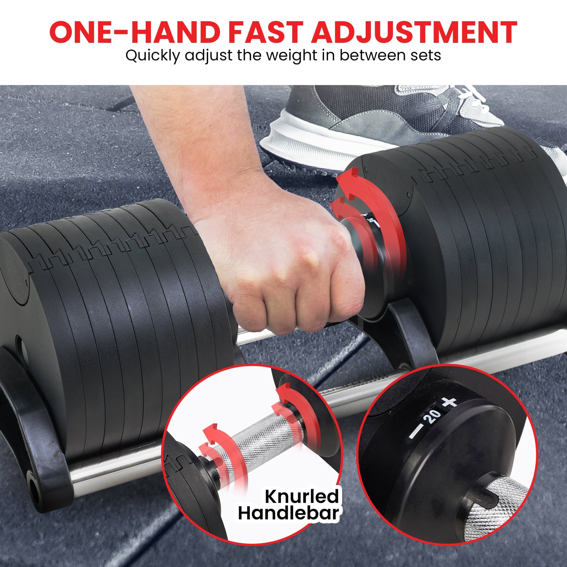 Powertrain Eon 2 X 45kg Adjustable Dumbbells W/ Stand Heavy-duty Storage Rack Home Gym 9 Strength Training Equipment - Image 8