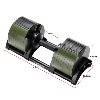 Powertrain Eon Dial-Up 45KG Adjustable Dumbbell - Green - Image 3