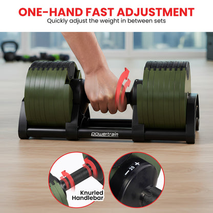Powertrain Eon Dial-Up 45KG Adjustable Dumbbell - Green - Image 9