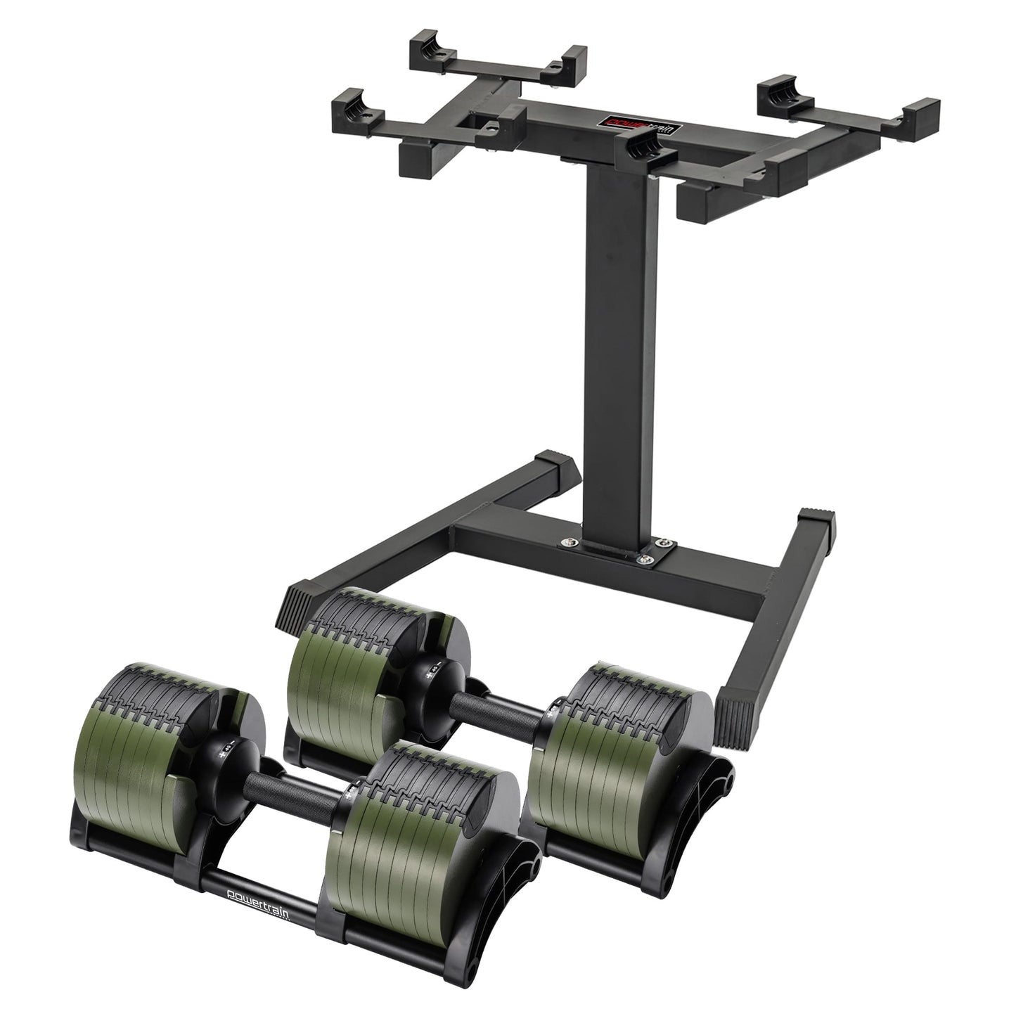 Powertrain Eon Dial-Up 90KG Adjustable Dumbbells Pair with Stand  - Green - Image 5
