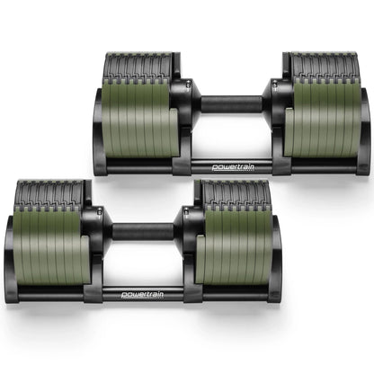 Powertrain Eon Dial-Up 90KG Adjustable Dumbbells Pair with Stand  - Green - Image 7