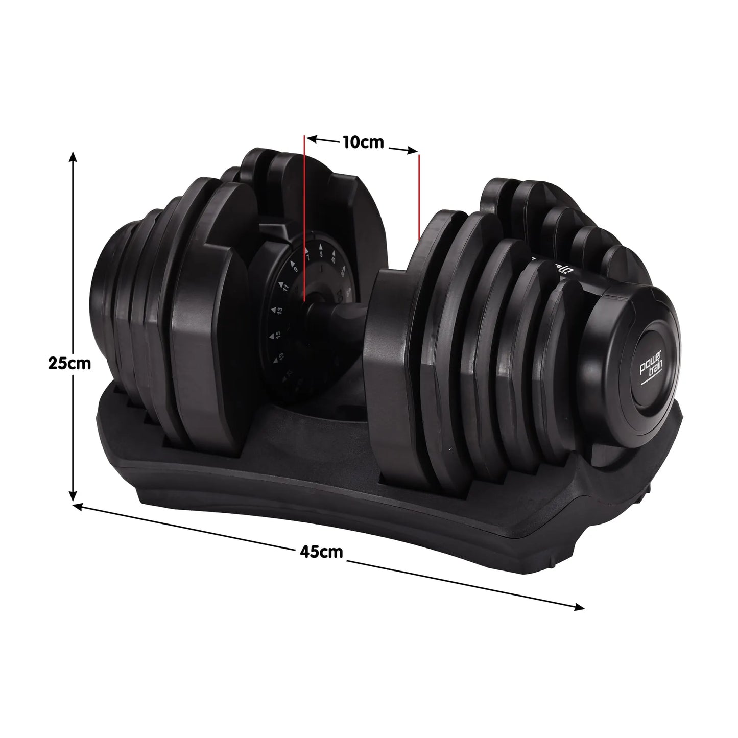 Powertrain 2x 40kg Powertrain Adjustable Dumbbells with Stand - Image 3