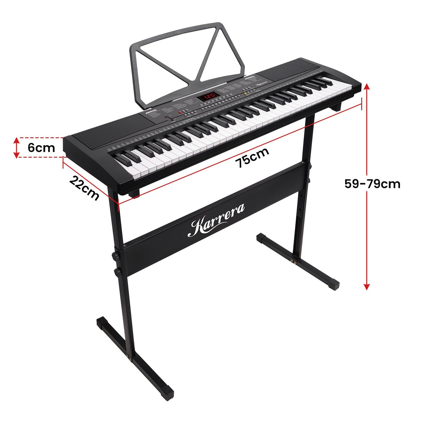 Karrera 61-Key Electronic Piano Keyboard 75cm with Stand - Black - Image 3