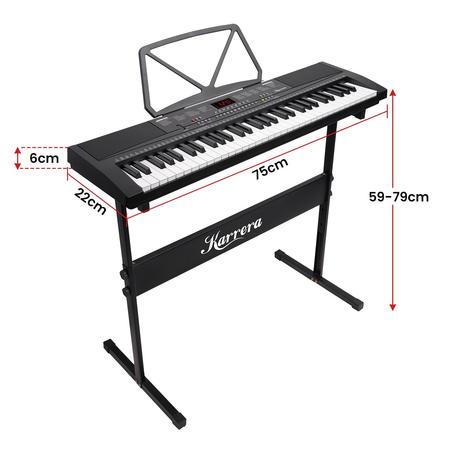 Karrera 61-Key Electronic Piano Keyboard 75cm with Stand - Black - Image 3