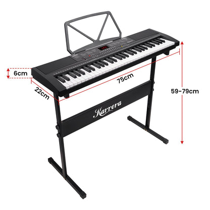 Karrera 61-Key Electronic Piano Keyboard 75cm with Stand - Black - Image 3