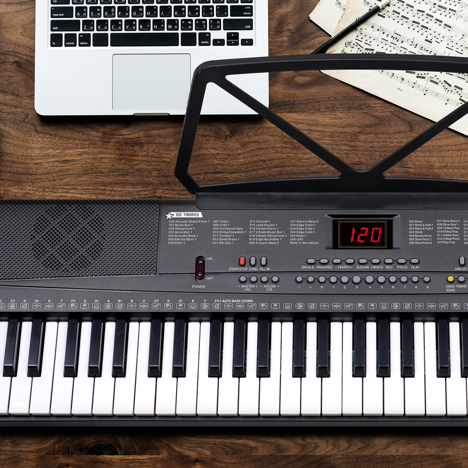 Karrera 61-Key Electronic Piano Keyboard 75cm with Stand - Black - Image 8