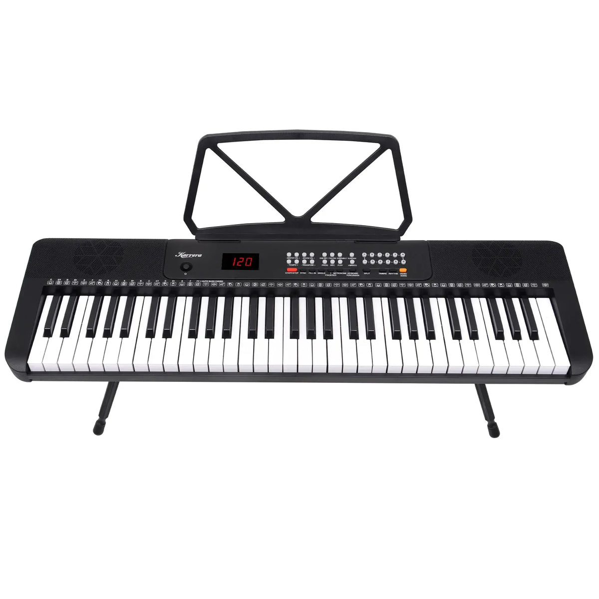 Karrera 61 Key Digital Piano Electronic Keyboard with Adjustable Folding Stand & Music Rest for Beginners Black