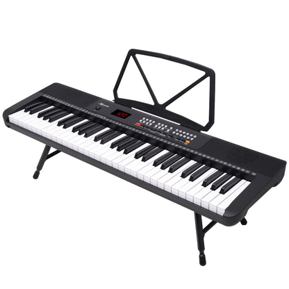 Karrera 61-Key Electronic Piano Keyboard with LED and Folding Stand in Black CHJ-SD1 - Image 2