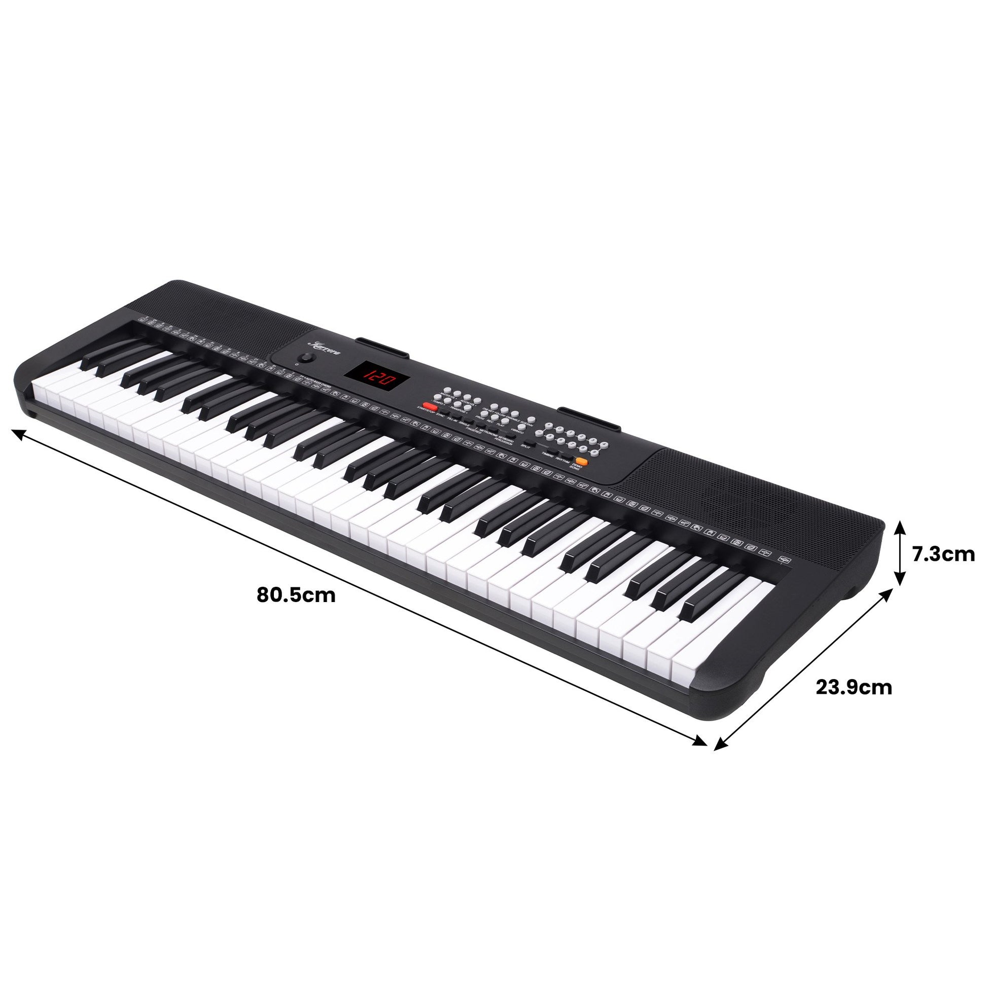 Karrera 61-Key Electronic Piano Keyboard with LED and Folding Stand in Black CHJ-SD1 - Image 3