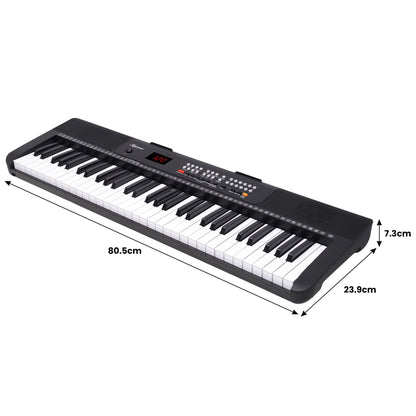 Karrera 61-Key Electronic Piano Keyboard with LED and Folding Stand in Black CHJ-SD1 - Image 3