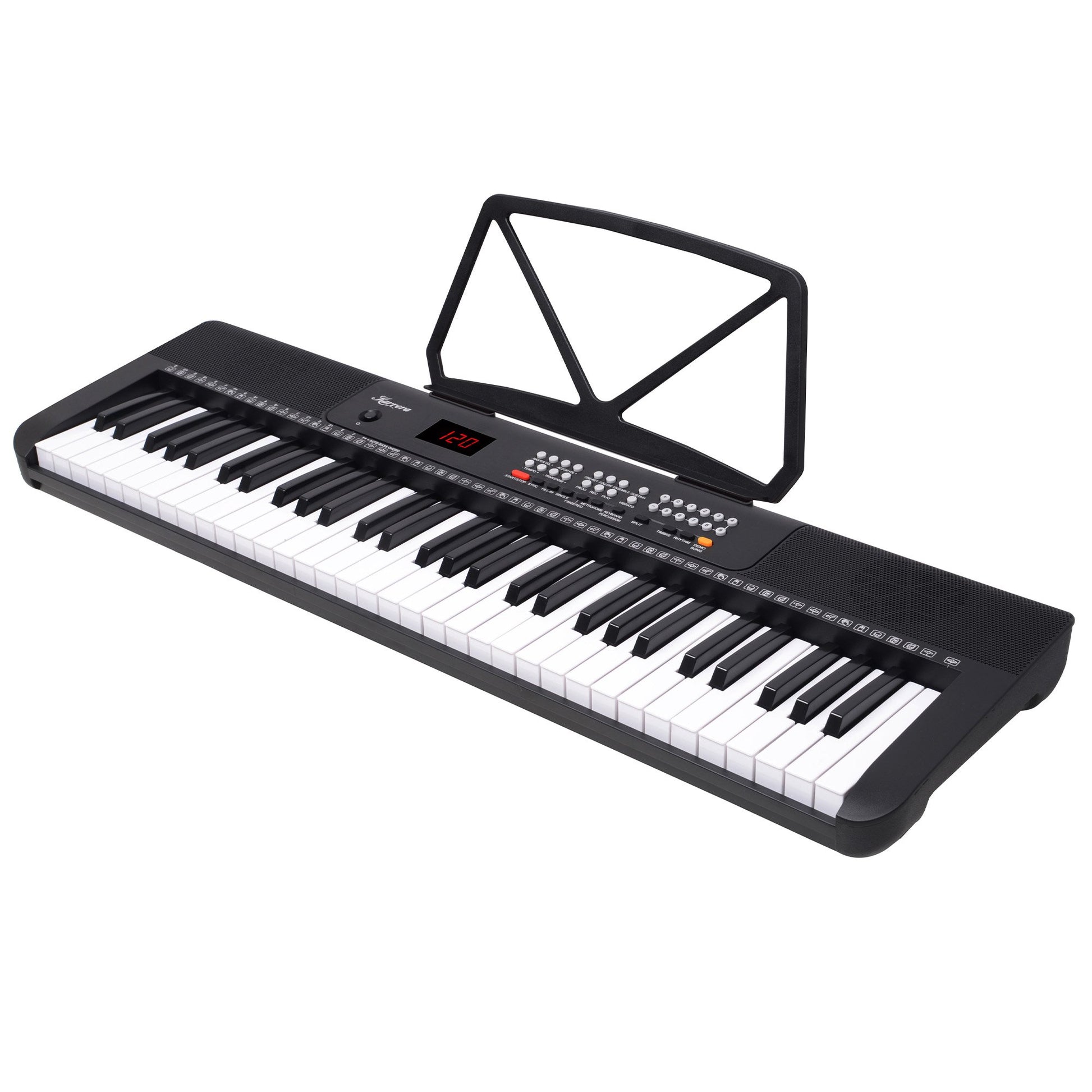 Karrera 61-Key Electronic Piano Keyboard with LED and Folding Stand in Black CHJ-SD1 - Image 5