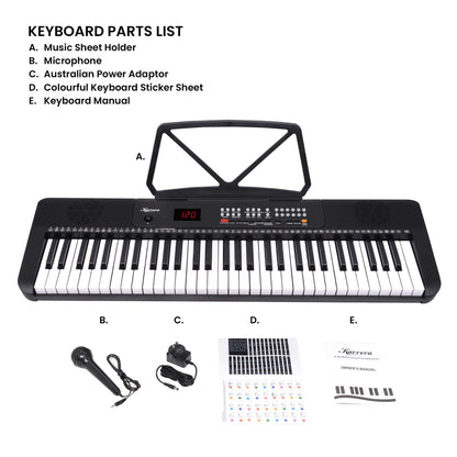 Karrera 61-Key Electronic Piano Keyboard with LED and Folding Stand in Black CHJ-SD1 - Image 9