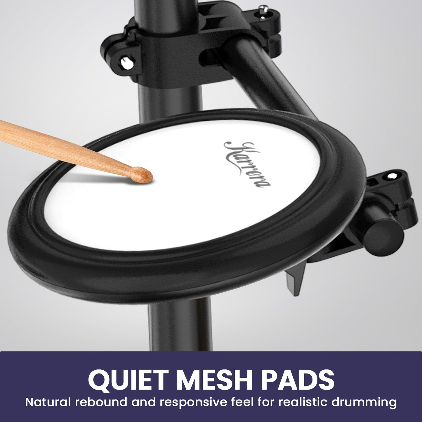 Karrera 18S Electronic Drum Kit Mesh Pads 8in Snare Bluetooth Sounds USB/MIDI Output Kick Pedals Drum Coach & Metronome - Image 6