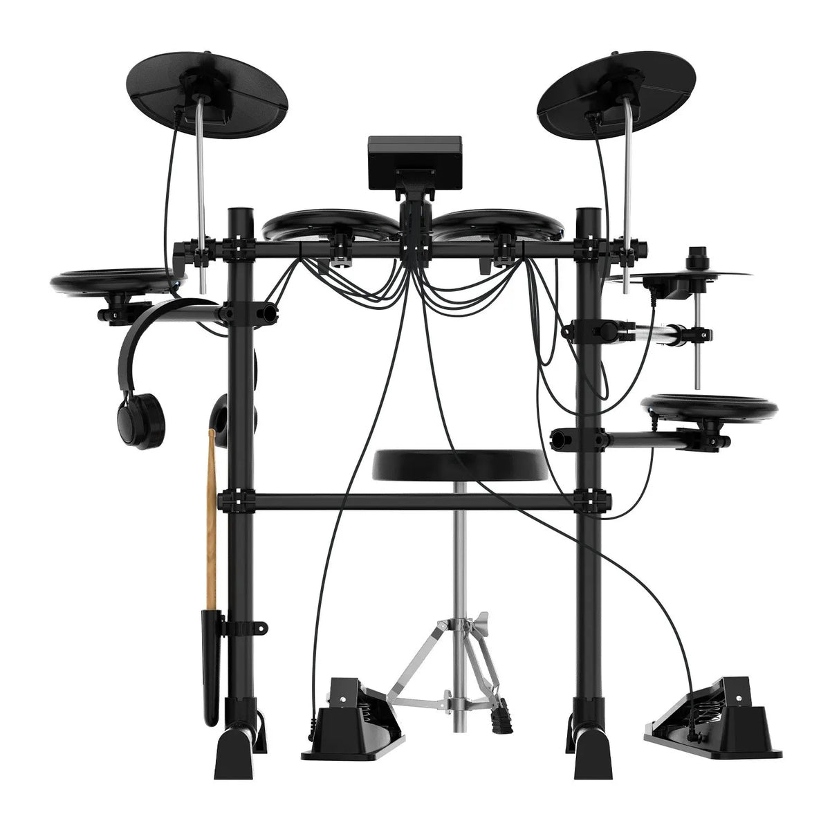 Karrera TDX-16 Electronic Drum Kit with LCD, Toms, Snares Quiet Mesh Pads & Pedals, Adjustable Stool, Headphones - Image 3