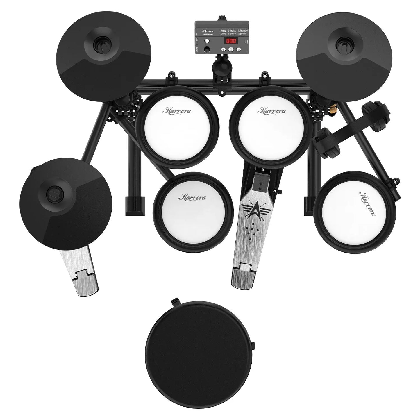 Karrera TDX-16 Electronic Drum Kit with LCD, Toms, Snares Quiet Mesh Pads & Pedals, Adjustable Stool, Headphones - Image 5