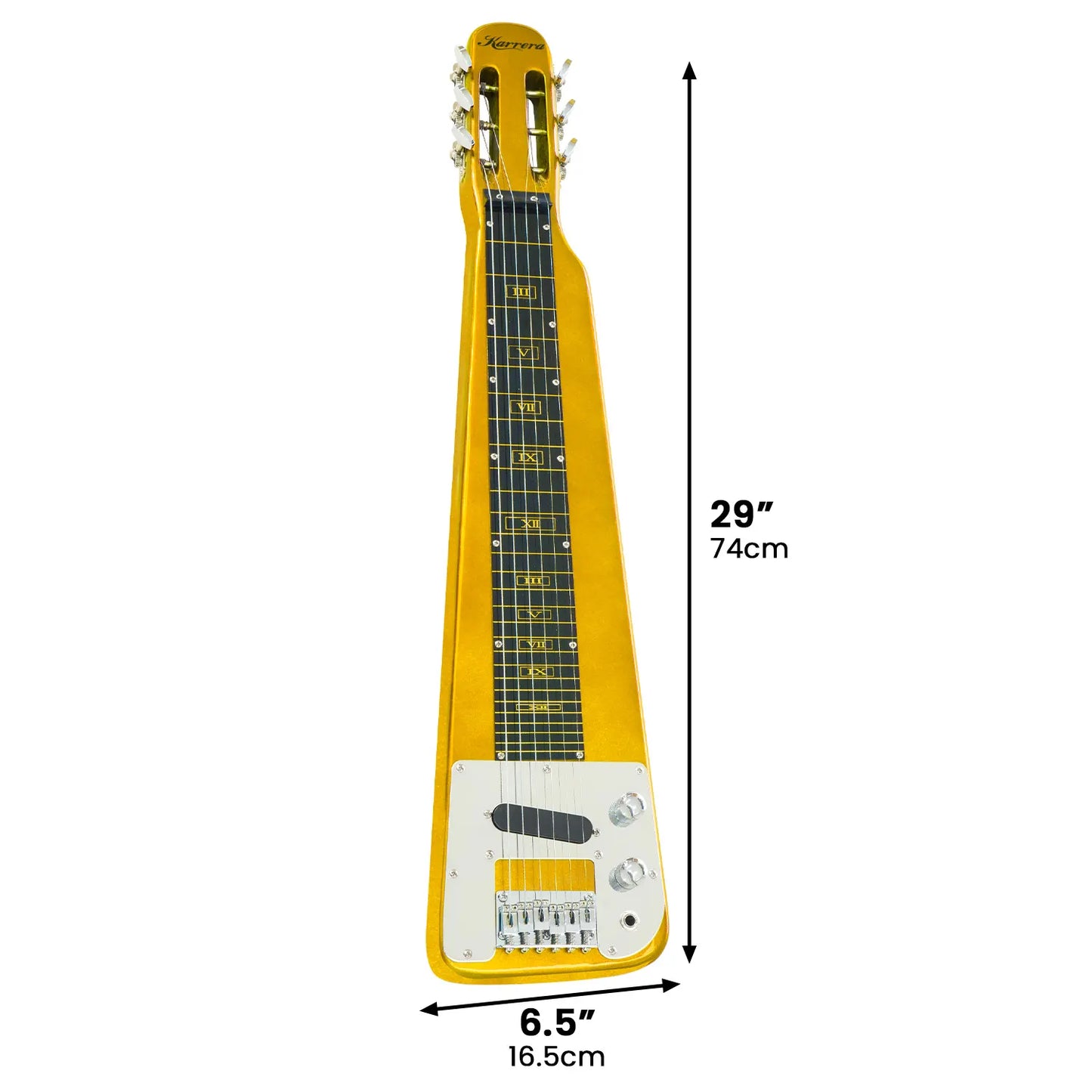 Karrera 29in 6-String Lap Steel Hawaiian Guitar - Metallic Gold - Image 3