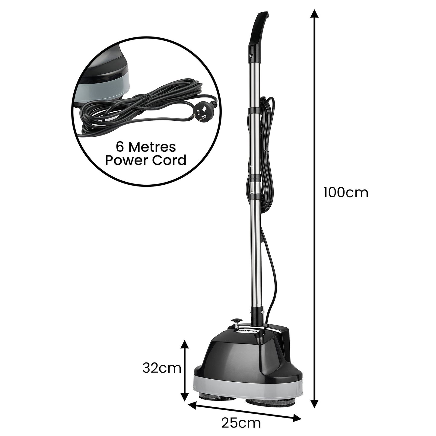 Kartrite Hauskeeper Gen2 5-in-1 Black Electric Floor Polisher Hard Waxer Buffer Scrubber Cleaner 240v With Twin Rotating Brushes 6m Power Cord - Image 4