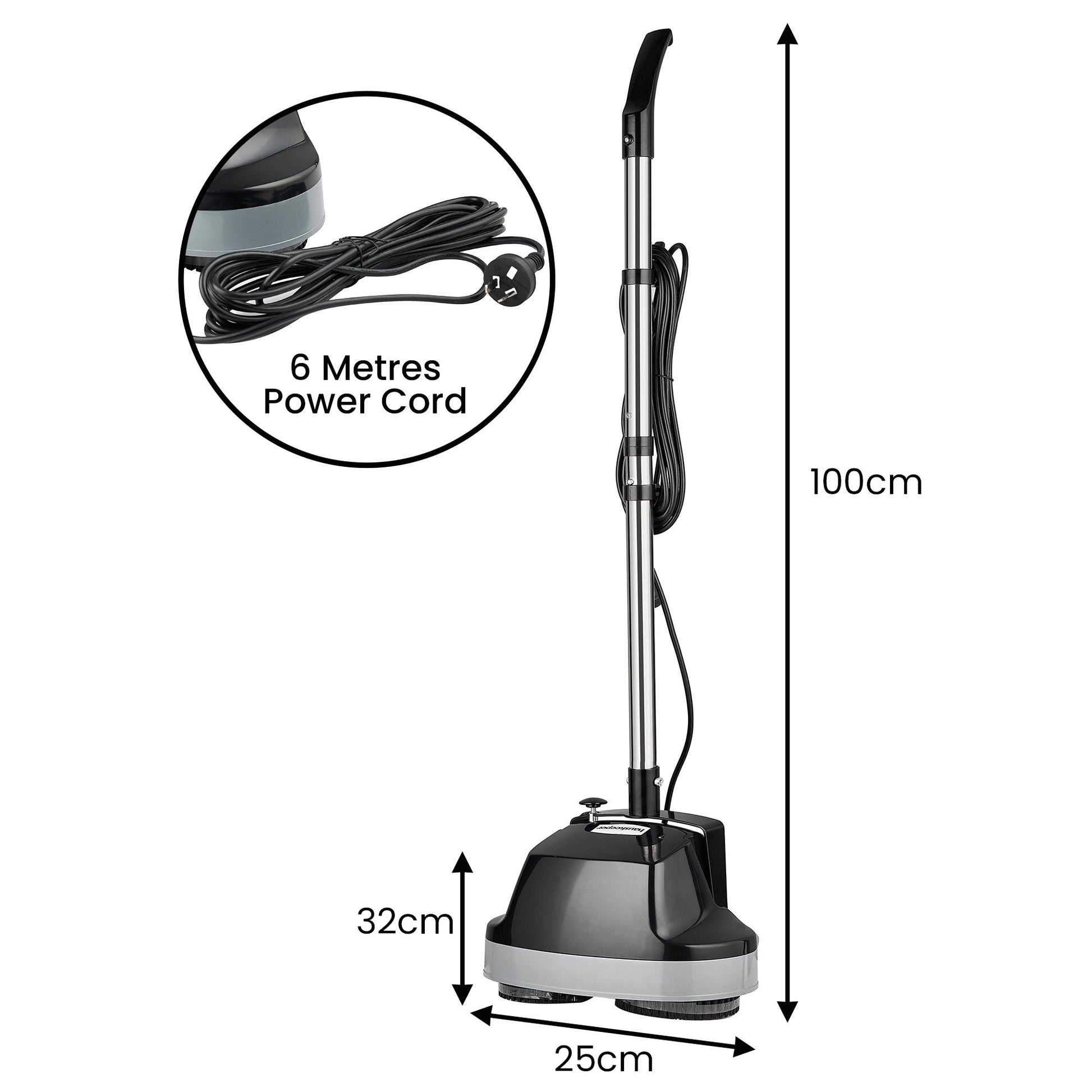 Kartrite Hauskeeper Gen2 5-in-1 Black Electric Floor Polisher Hard Waxer Buffer Scrubber Cleaner 240v With Twin Rotating Brushes 6m Power Cord - Image 4