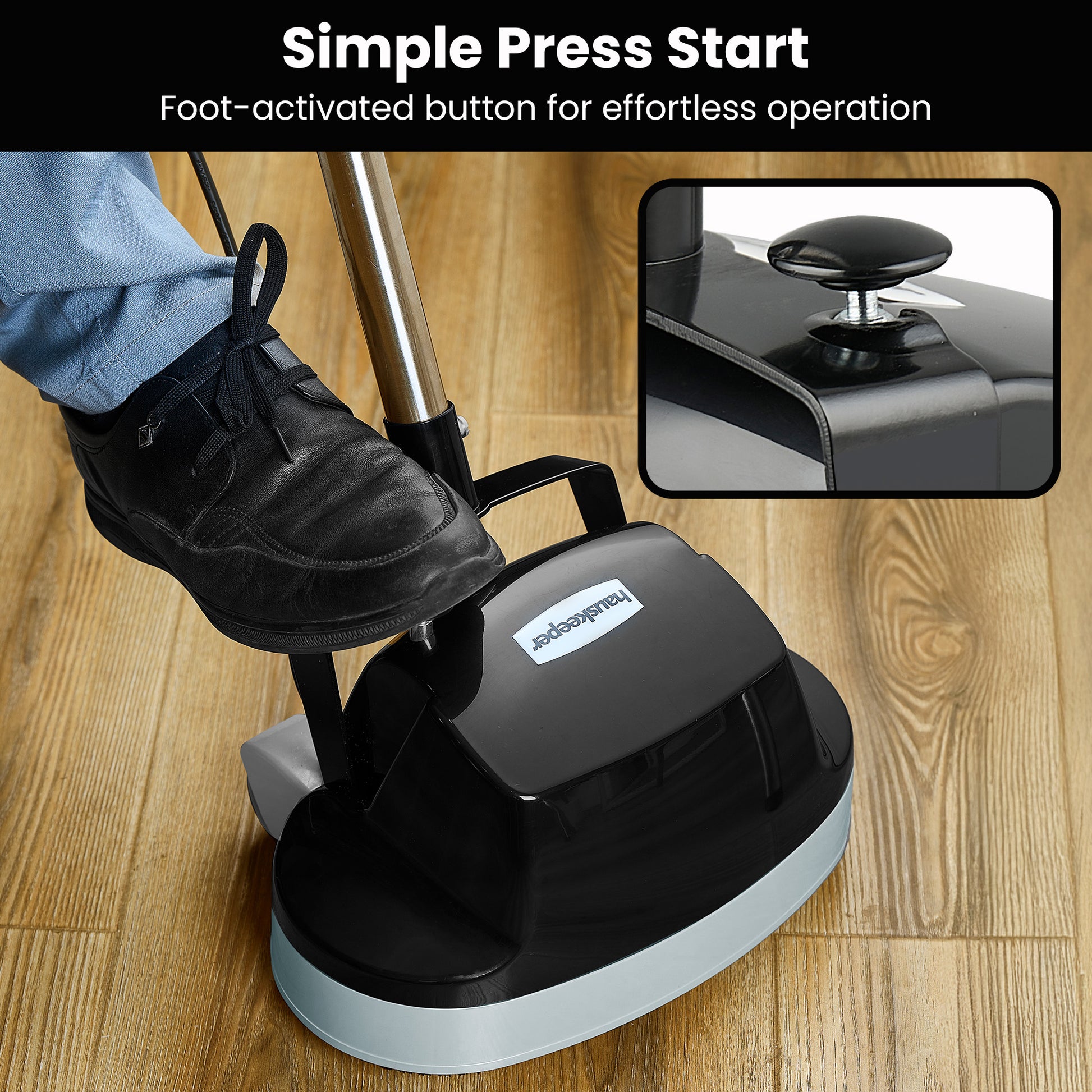 Kartrite Hauskeeper Gen2 5-in-1 Black Electric Floor Polisher Hard Waxer Buffer Scrubber Cleaner 240v With Twin Rotating Brushes 6m Power Cord - Image 9