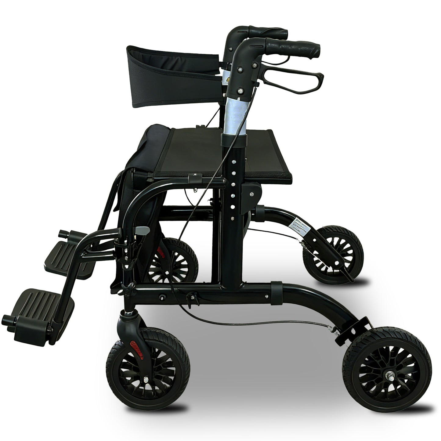 Orthonica Aluminium 2-in-1 Rollator Wheelchair with Foldable Frame – Black & Silver - Image 5