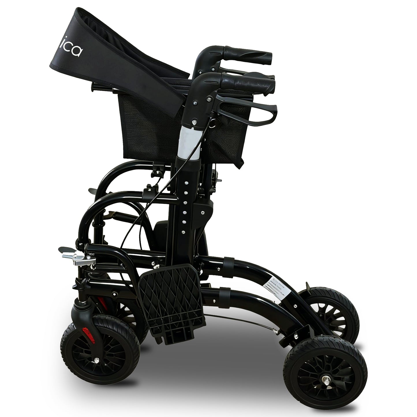 Orthonica Aluminium 2-in-1 Rollator Wheelchair with Foldable Frame – Black & Silver - Image 6