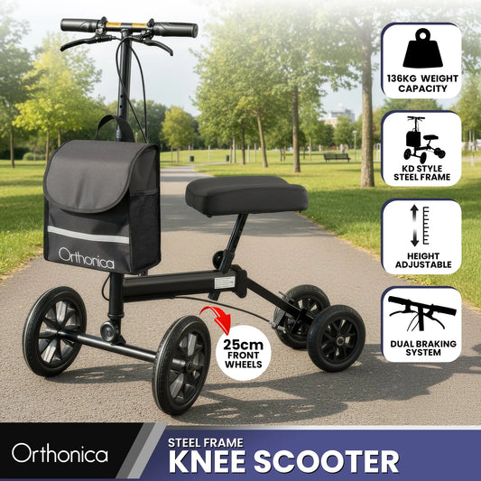 Orthonica Knee Walker with Adjustable Pad and Dual Brakes - Image 2