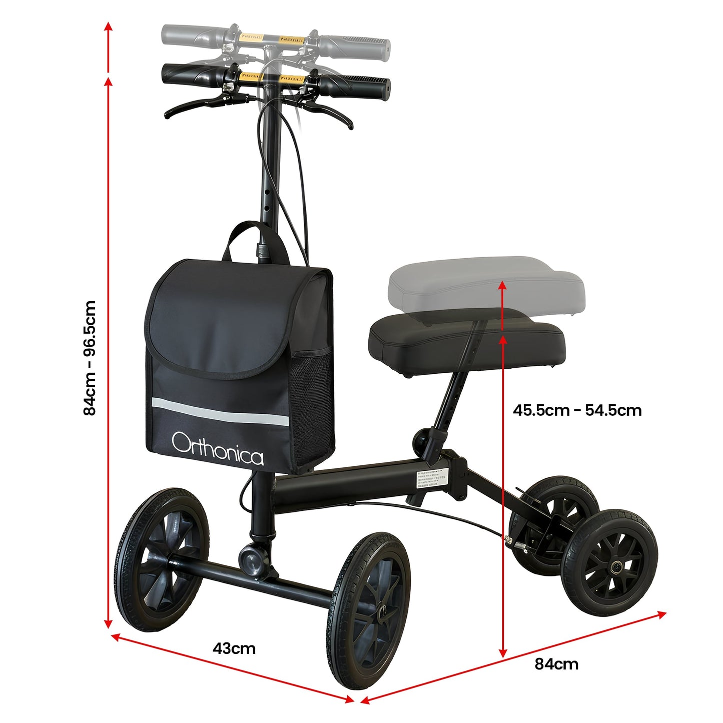 Orthonica Knee Walker with Adjustable Pad and Dual Brakes - Image 3