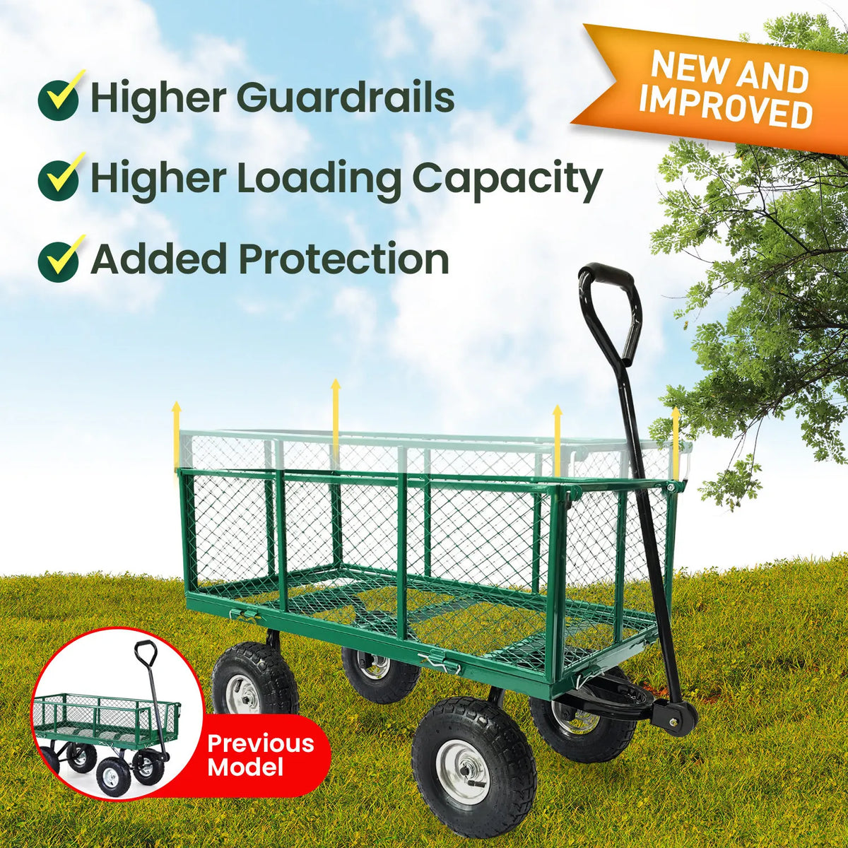 Wallaroo Steel Mesh Garden Trolley Cart - Green - Image 5